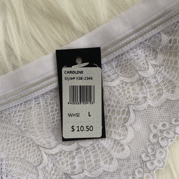 NWT Fredrick’s of Hollywood women’s caroline white lace thong panty - Picture 7 of 9